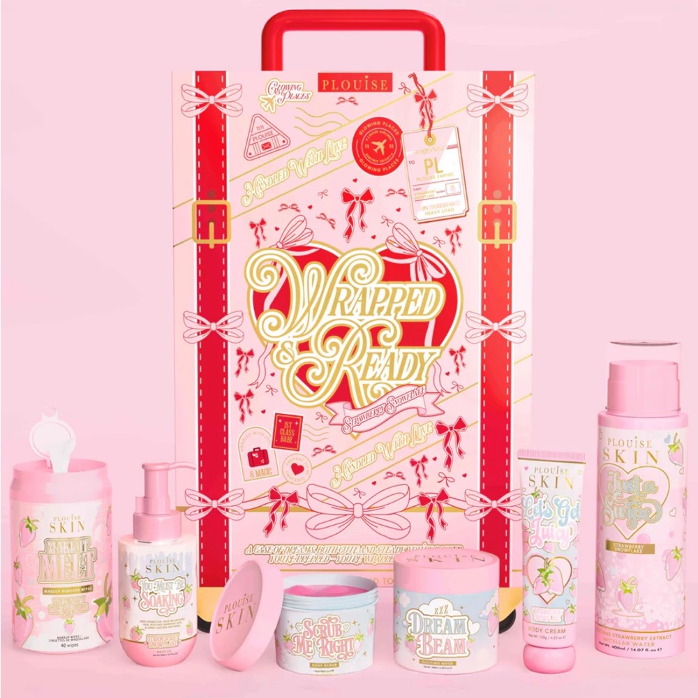 P.Louise Wrapped & Ready Suitcase in Strawberry Snowflake Flavor